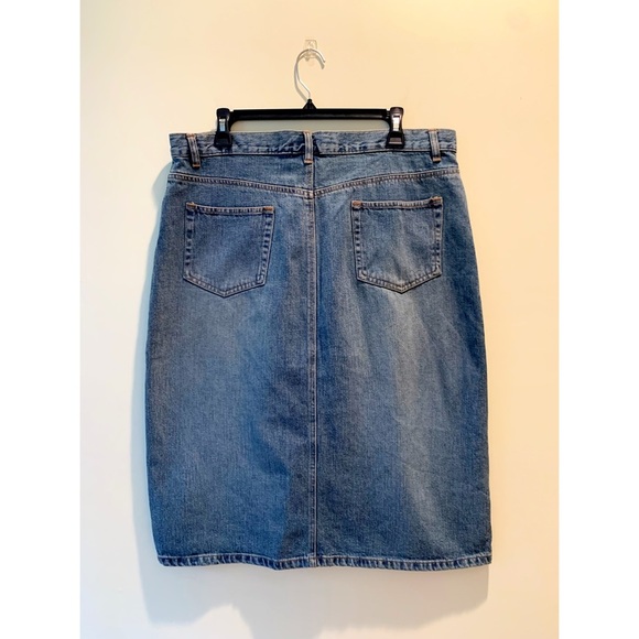 Sun-Washed Denim Midi Skirt — Retro Y2K Hippie Cool - Size 12 - Picture 2 of 5